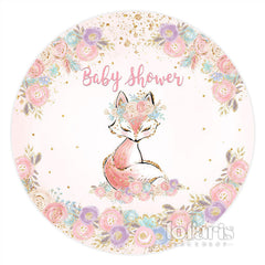 Lofaris Floral Fox Baby Shower Gender Reveal Circle Backdrop