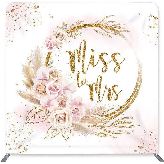 Lofaris Light Pink Floral Gold Double-Sided Backdrop for Wedding