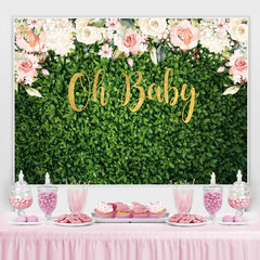 Lofaris Floral Green Plants Oh Baby Backdrop For Shower