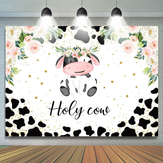 Lofaris Floral Holy Cow Sweet Animal Backdrop For Event