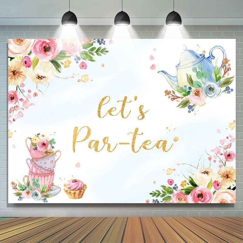 Lofaris Floral Lets Par-tea Photoshoot Backdrop for Party