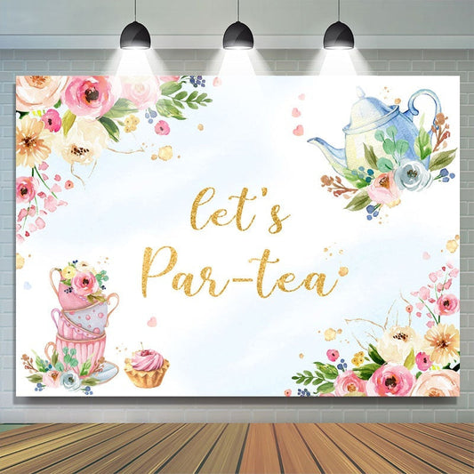 Lofaris Floral Lets Par-tea Photoshoot Backdrop for Party