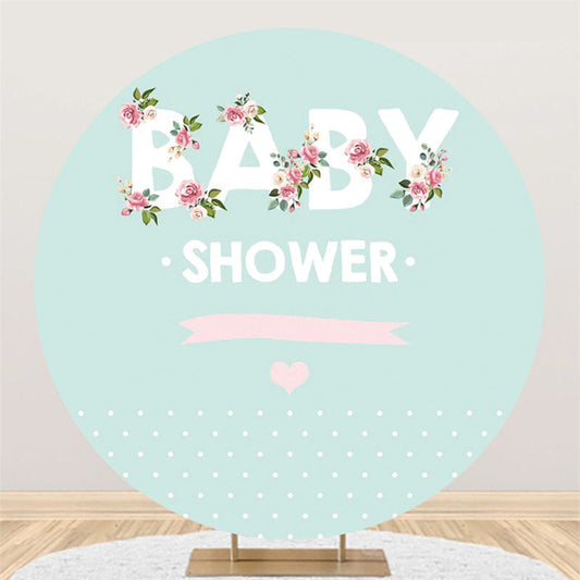 Lofaris Floral Light Cyan Theme Baby Shower Round Backdrop