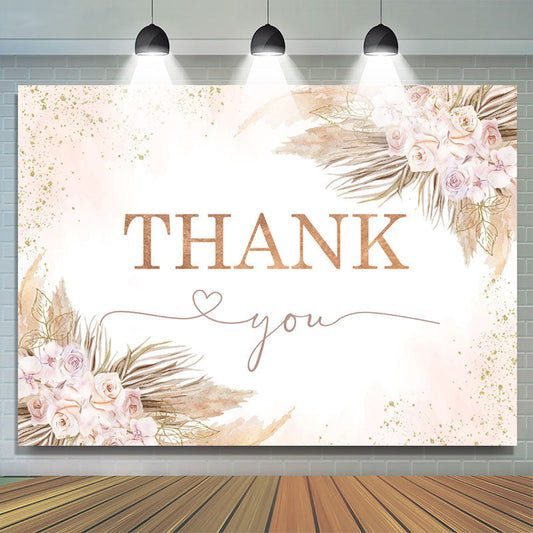 Lofaris Floral Pink Glitter Boho Thanksgiving Day Backdrop