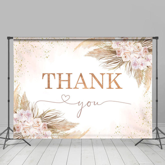 Lofaris Floral Pink Glitter Boho Thanksgiving Day Backdrop