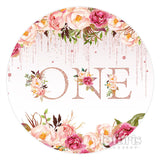 Load image into Gallery viewer, Lofaris Floral Pink Glitter One 1st Birthday Round Backdrop