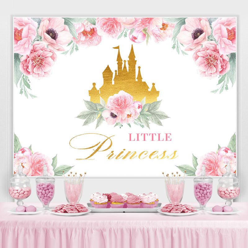 Lofaris Floral Pink Litter Princess Birthday Party Backdrop for Photo