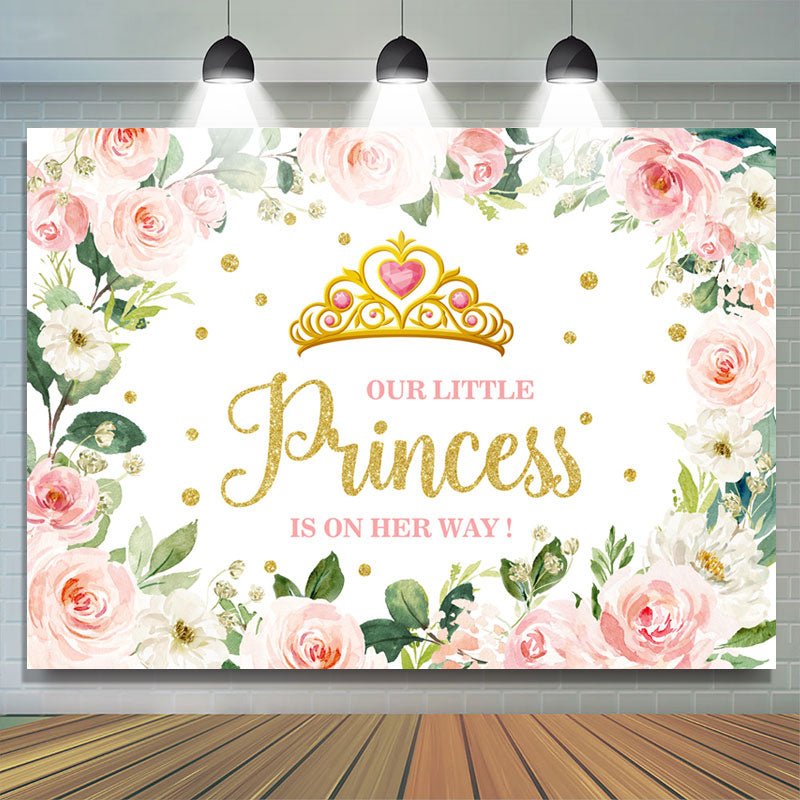 Lofaris Floral Princess Is On The Way Baby Shower Backdrop