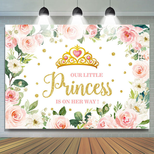 Lofaris Floral Princess Is On The Way Baby Shower Backdrop