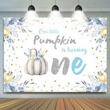 Load image into Gallery viewer, Lofaris Floral Pumpkin Silver Photo Backdrop for Baby Shower