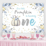 Load image into Gallery viewer, Lofaris Floral Pumpkin Silver Photo Backdrop for Baby Shower