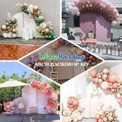 Lofaris Floral Rainbow Pink Happy Birthday Arch Backdrop Kit