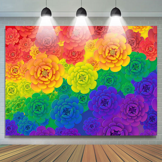 Lofaris Floral Simple Rainbow Gradient Valentines Backdrop