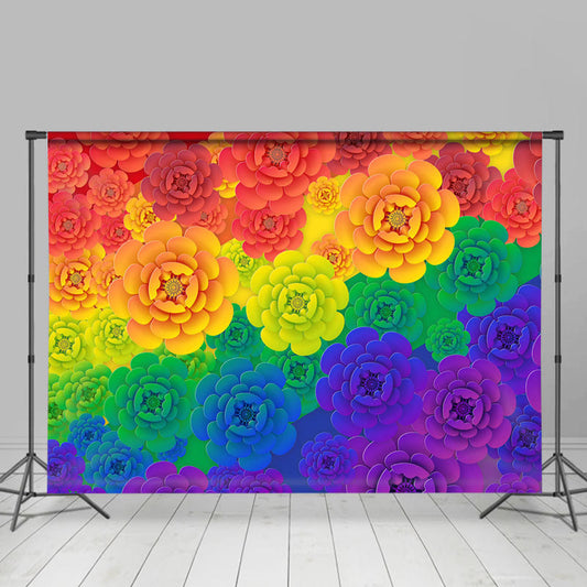 Lofaris Floral Simple Rainbow Gradient Valentines Backdrop