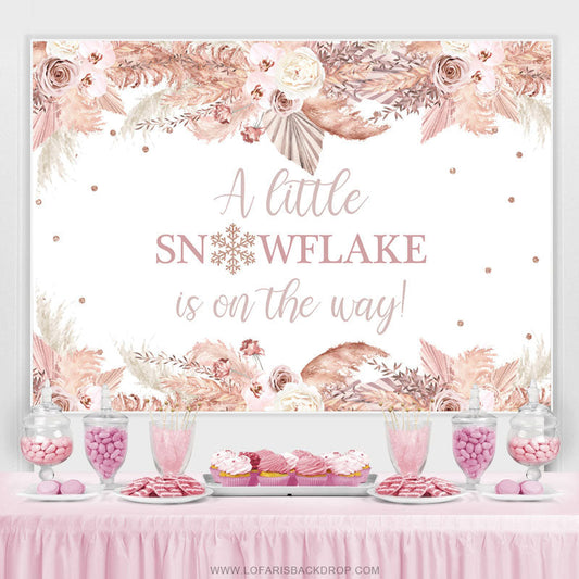 Lofaris Floral Snowflake Is On The Way Baby Shower Backdrop