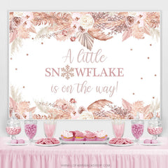 Lofaris Floral Snowflake Is On The Way Baby Shower Backdrop