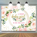 Load image into Gallery viewer, Lofaris Floral Sweet Girl Is On The Way Baby Shower Backdrop