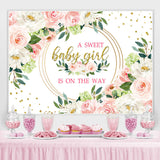 Load image into Gallery viewer, Lofaris Floral Sweet Girl Is On The Way Baby Shower Backdrop