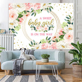 Load image into Gallery viewer, Lofaris Floral Sweet Girl Is On The Way Baby Shower Backdrop