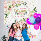Load image into Gallery viewer, Lofaris Floral Sweet Girl Is On The Way Baby Shower Backdrop