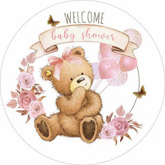 Lofaris Floral Teddy Bear Balloons Baby Shower Backdrop Kit