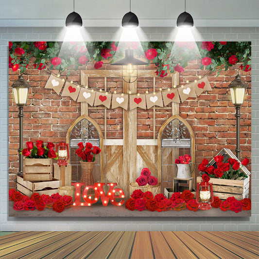 Lofaris Floral Wall Love Lights Happy Valentines Day Backdrop