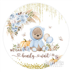 Lofaris Floral We Can Bearly Wait Circle Baby Shower Backdrop