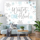 Load image into Gallery viewer, Lofaris Floral Winter Onederland Snowflake Birthday Backdrop
