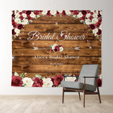 Load image into Gallery viewer, Lofaris Floral With Brown Wood Backdrops For Bridal Shower
