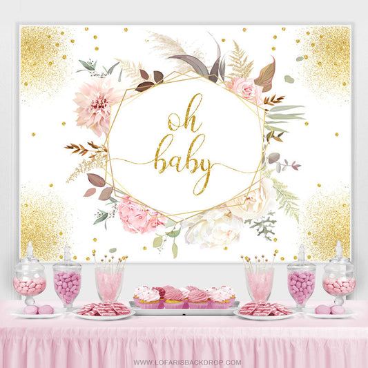Lofaris Floral With Leaves Boho Baby Shower Backdrop For Girl