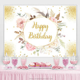 Load image into Gallery viewer, Lofaris Floral With Leaves Happy Birthday Backdrop For Female
