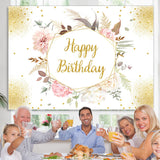 Load image into Gallery viewer, Lofaris Floral With Leaves Happy Birthday Backdrop For Female