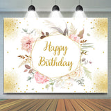 Load image into Gallery viewer, Lofaris Floral With Leaves Happy Birthday Backdrop For Female
