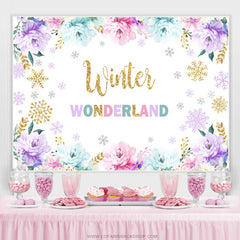 Lofaris Floral With Snowflake Cold Onederland Birthday Backdrop