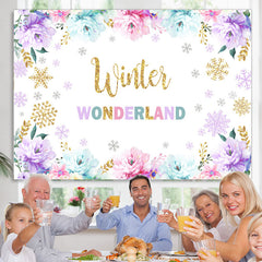 Lofaris Floral With Snowflake Cold Onederland Birthday Backdrop