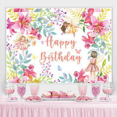 Lofaris Flower And Girls Happy Birthday Backdorp For Party
