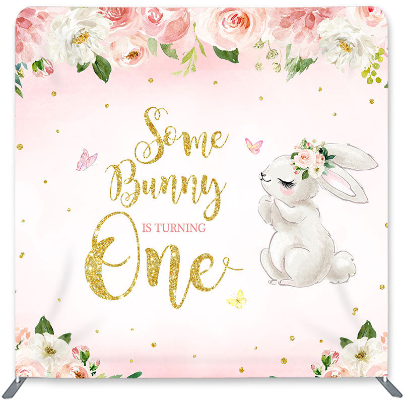 Lofaris Flower And Rabbit Double-Sided Backdrop for Birthday