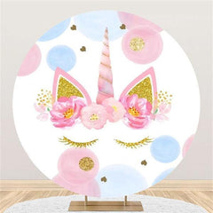 Lofaris Flower And Unicron Round Baby Shower Backdrop For Girl
