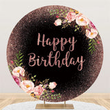 Load image into Gallery viewer, Lofaris Flower Pink Glitter Happy Birthday Circle Backdrop
