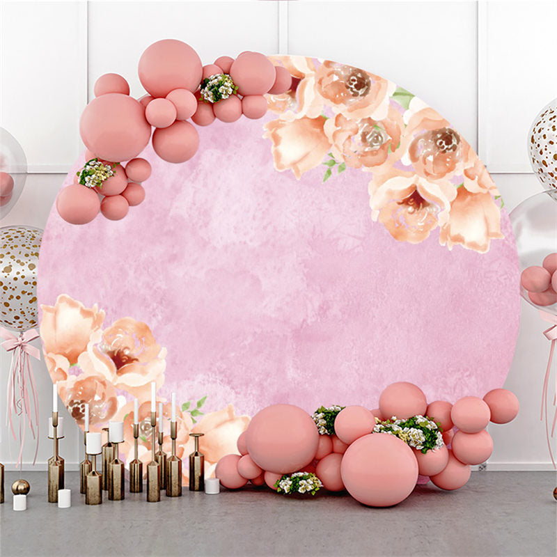 Lofaris Flower Pink Theme Birthday Round Backdrop For Party