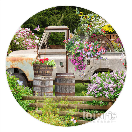 Lofaris Flowers On The Truch Grand Yard Circle Holiday Backdrop