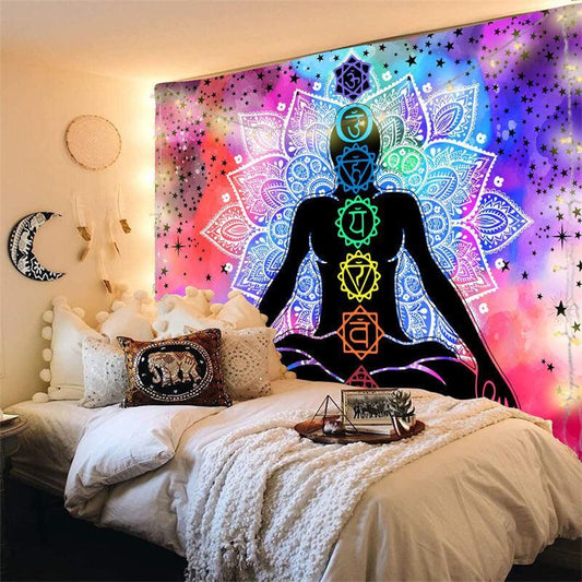 Lofaris Fluorescence Color Abstract Mandala Pattern Wall Tapestry