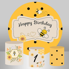 Lofaris Flying Bee Floral Birthday Round Backdrop Kit