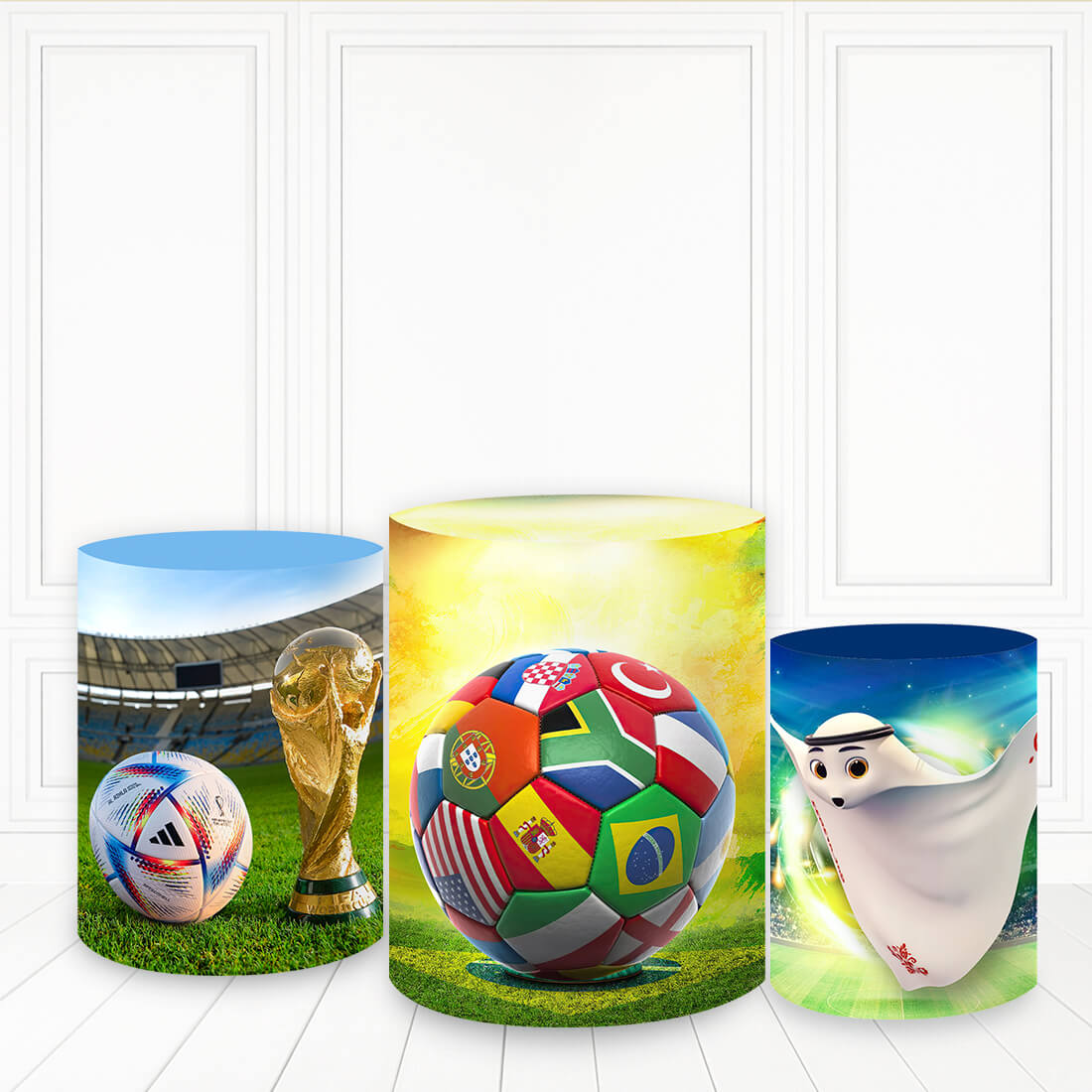 Lofaris Football Game And Trophy Plinth Cover Sport Theme Pillar Wrap