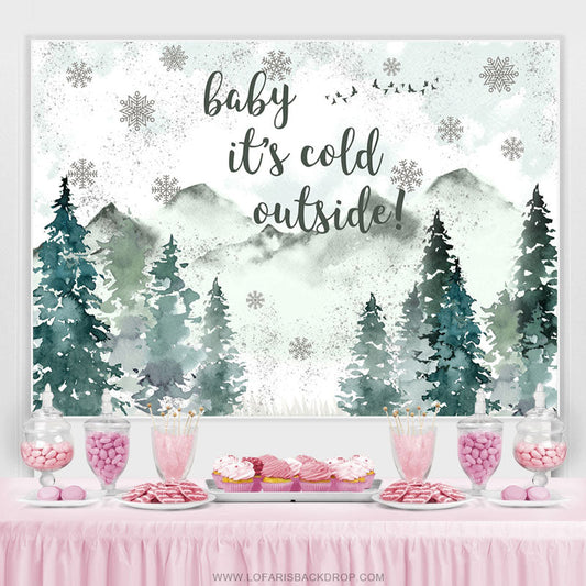 Lofaris Forest Jungle Snowflake Montain Baby Shower Backdrop