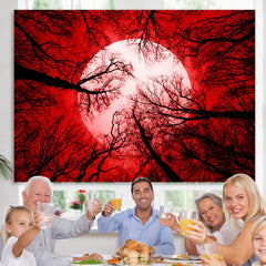 Lofaris Forest Red Night Moon Backdrop for Halloween Party