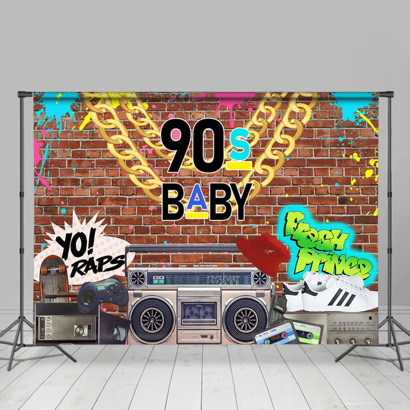 Lofaris Fresh Prince 90s Baby Brick Wall Backdrop For Boy Party