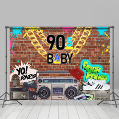 Lofaris Fresh Prince 90s Baby Brick Wall Backdrop For Boy Party