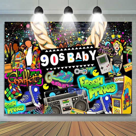 Lofaris Fresh Prince 90s Color Graffiti Wall Backdrop For Party