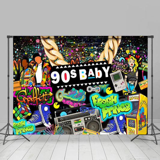 Lofaris Fresh Prince 90s Color Graffiti Wall Backdrop For Party
